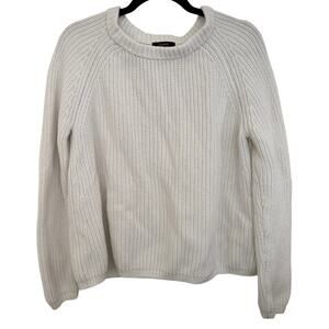 Quince White Sweater Knit Chunky Boatneck Medium Office Classic Minimalistic